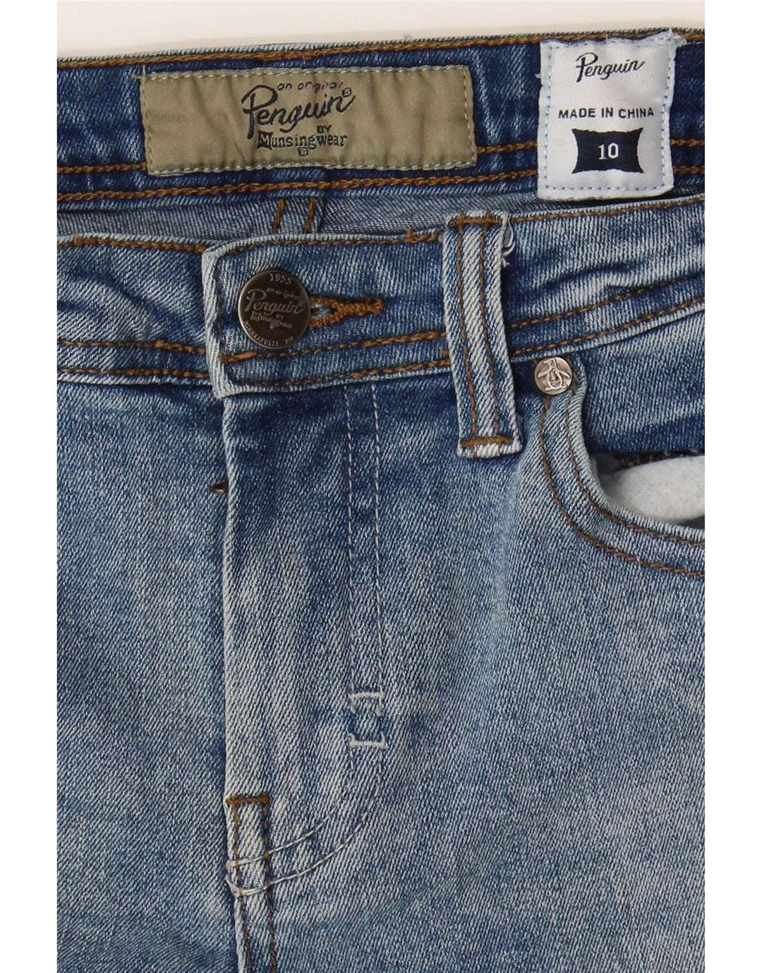 PENGUIN Womens Cropped Jeans US 10 Large W26 L25 Blue Cotton Vintage Penguin and Second-Hand Penguin from Messina Hembry 