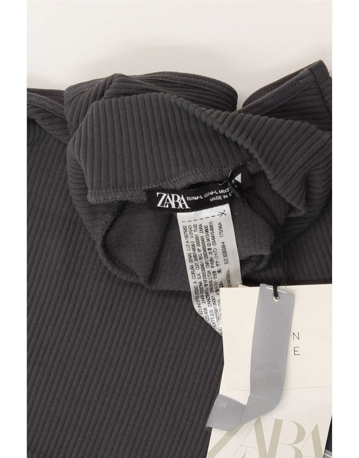 Zara Womens Crop Vest Top UK 12 Medium Grå Polyamid