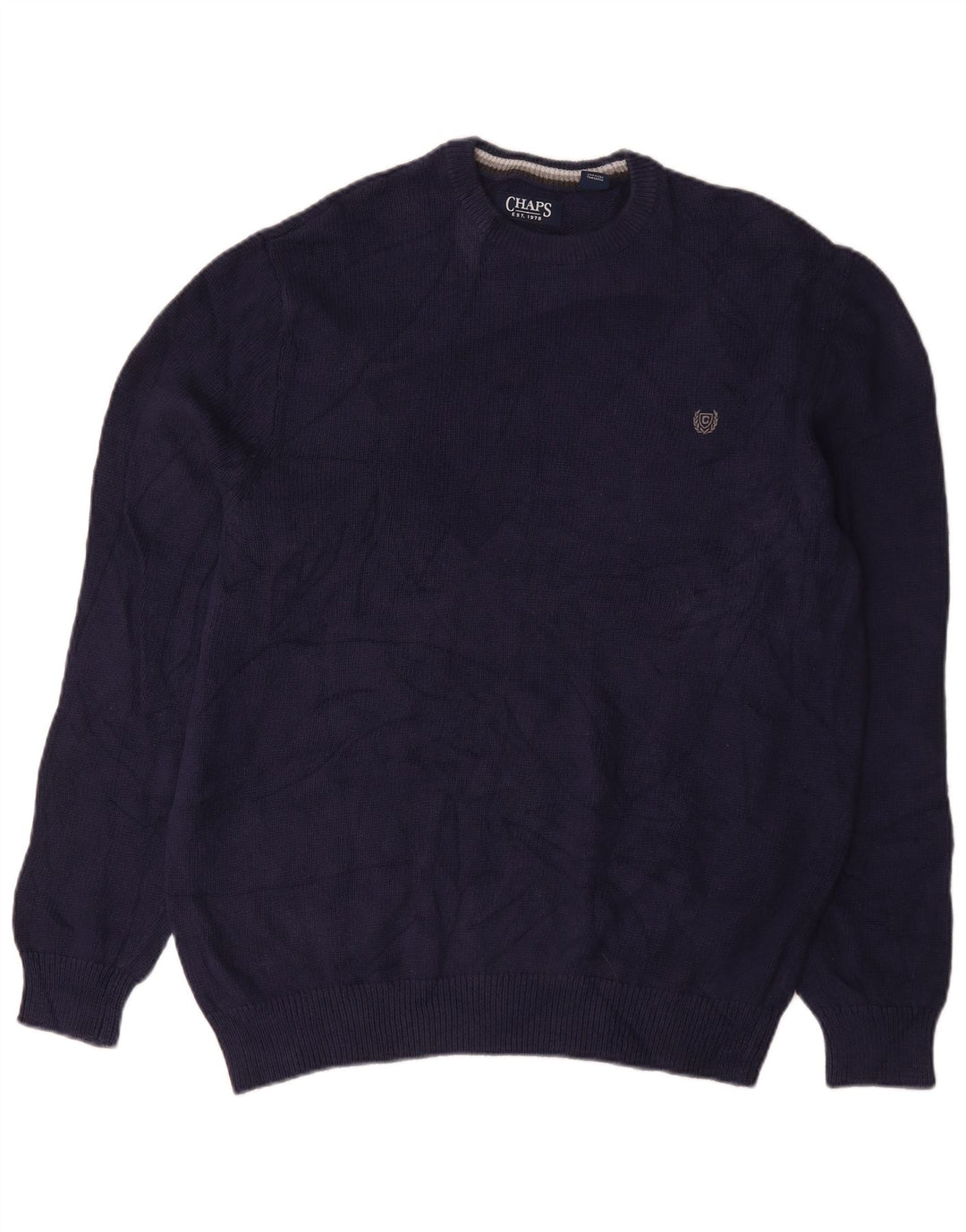 Chaps Herre Crew Neck Jumper Sweater Stor Marineblå Bomuld