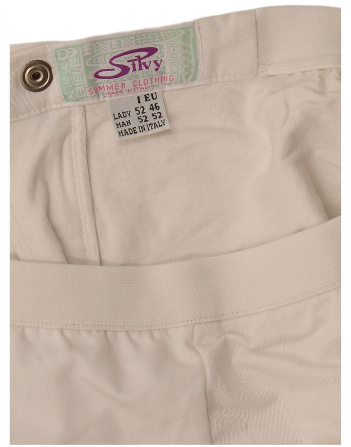 SILVY Mens Graphic Chino Shorts IT 52 XL W32  White Polyester