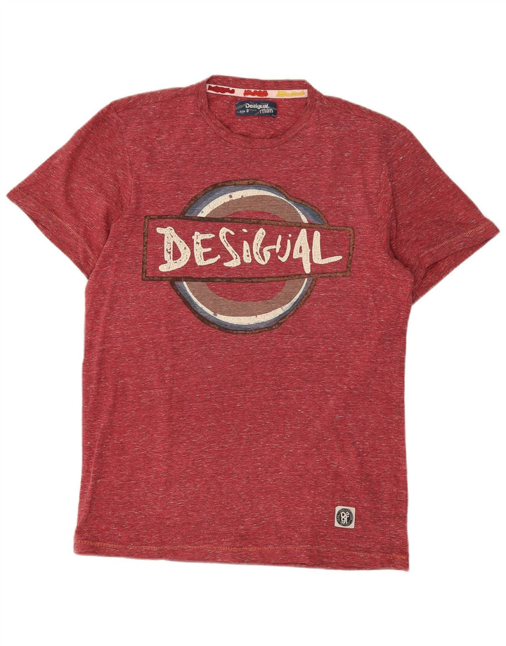 Desigual Herre grafisk T-shirt Top Lille rødbrun Flecked