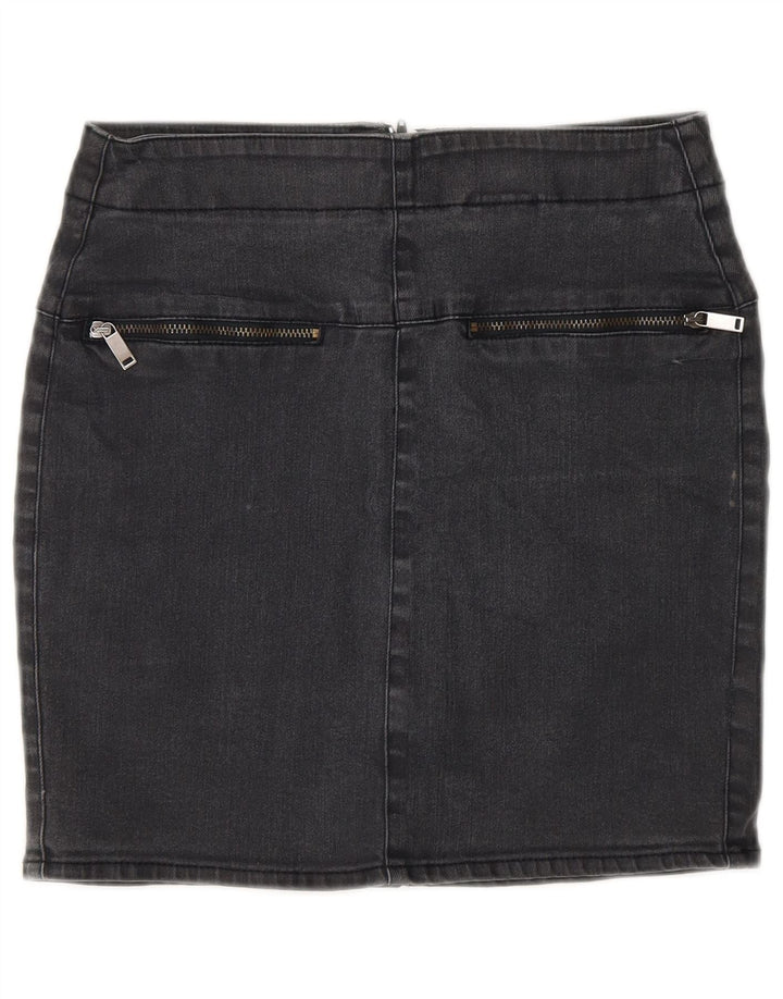 Zara Dame Mini Denim Nederdel EU 36 XS W26 Grå