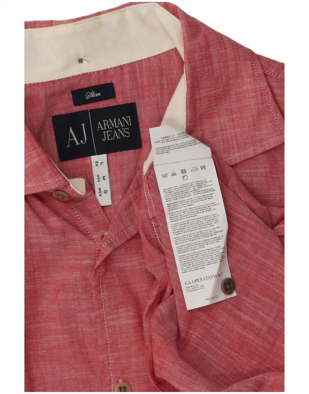 Armani Jeans Herre Slim Fit skjorte Medium Rød Flecked Bomuld