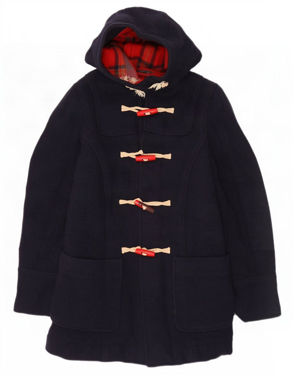Topshop Dame Hooded Duffle Coat UK 10 Small Navy Blue Acryl