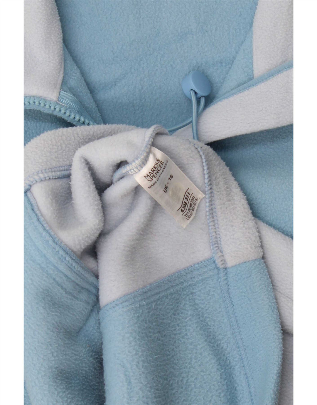 Marks & Spencer Fleecejakke til kvinder UK 16 Large Blue Colourblock Polyester