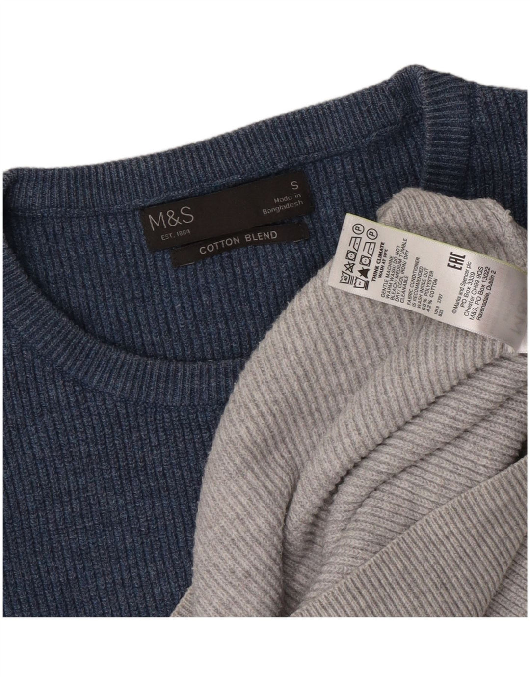 Marks & Spencer Herre sweater med rund hals, lille grå farveblok