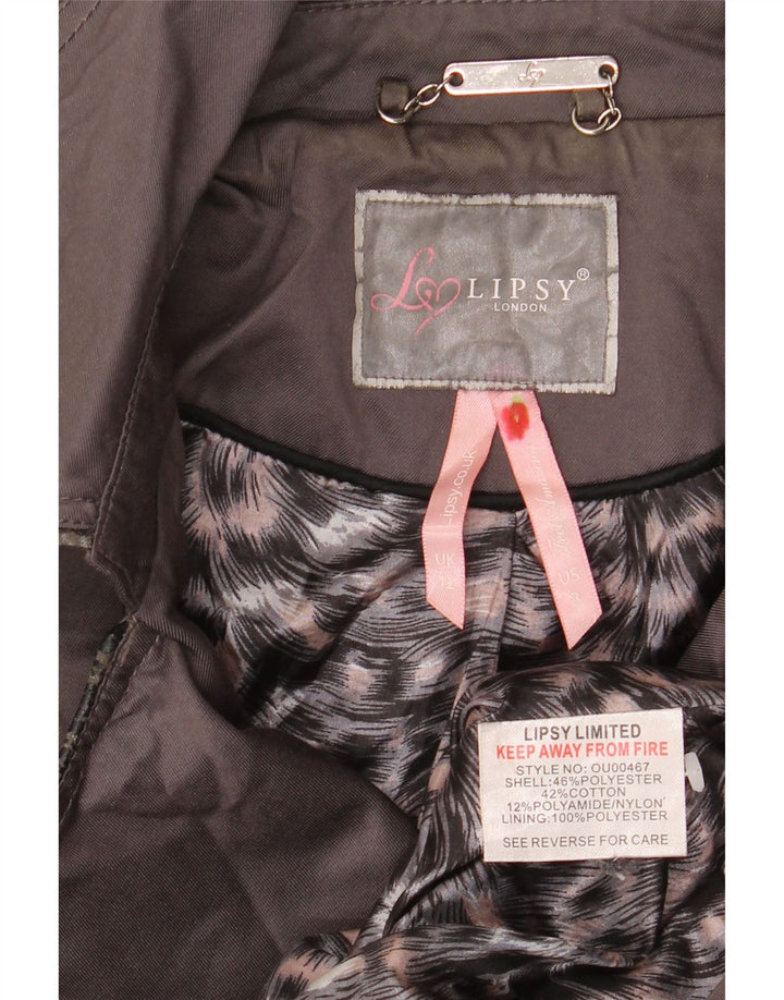 Lipsy Womens Trench Coat UK 12 Medium Grey Polyester