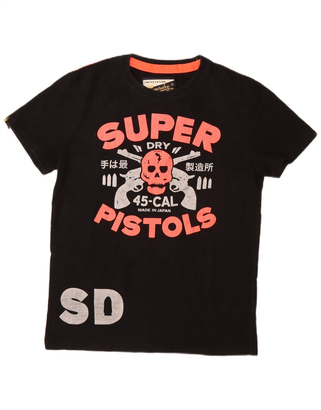 SUPERDRY Herre grafisk T-shirt Top Stor sort bomuld
