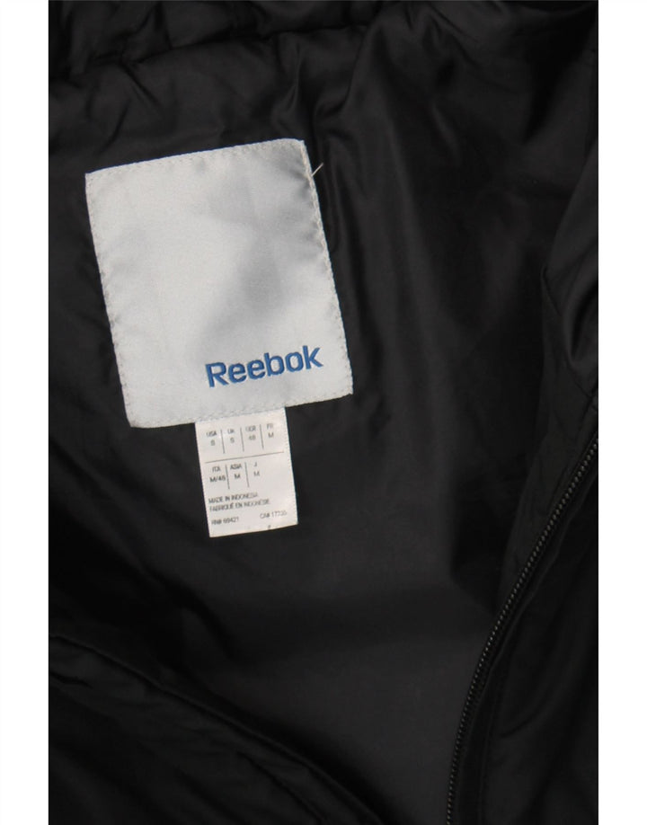 REEBOK Mens Hooded Windbreaker Jacket UK 36 Small Black Polyester Vintage Reebok and Second-Hand Reebok from Messina Hembry 