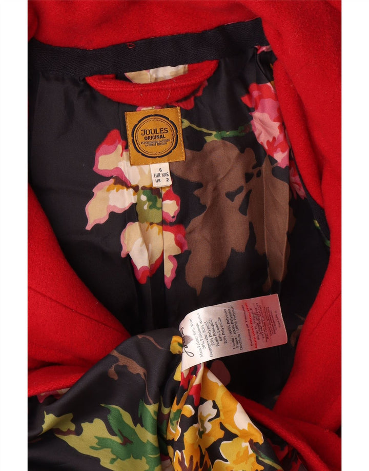 Joules Dame Hætte Oversized Duffel Coat UK 6 XS Rød Uld