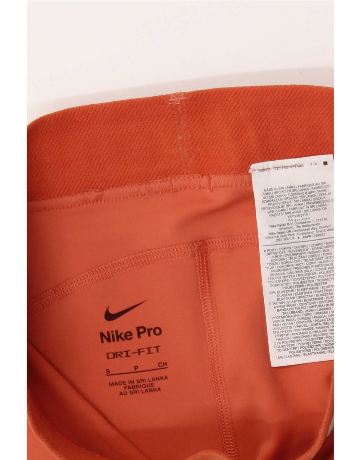Nike Dame Dri Fit grafiske sportsshorts UK 8 Small Orange Polyester