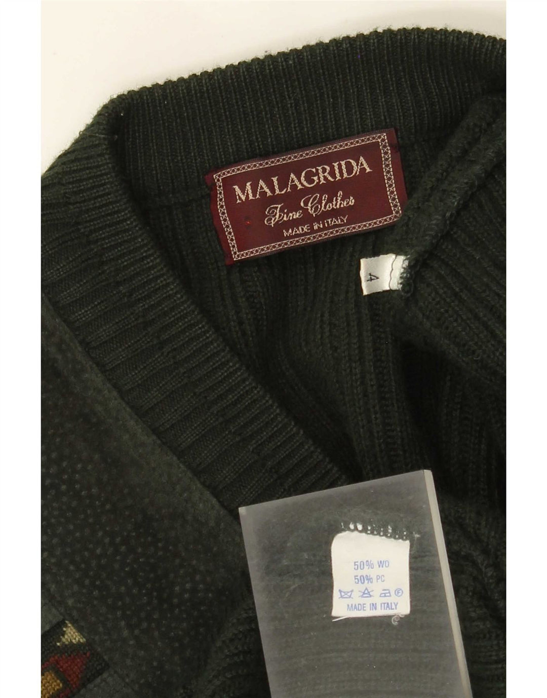 MALAGRIDA Herre V-hals sweater Stor grøn geometrisk polyakryl