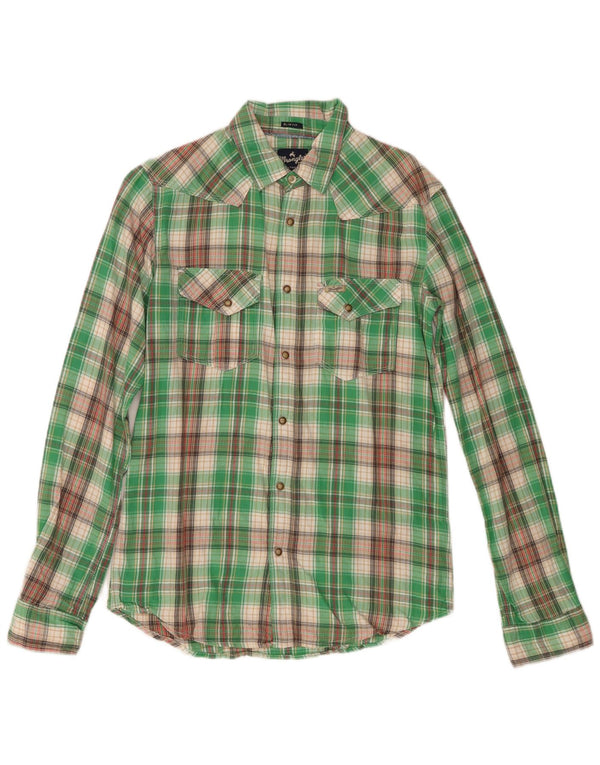 Wrangler Herre Slim Fit Flanellskjorte Lille grøn ternet bomuld