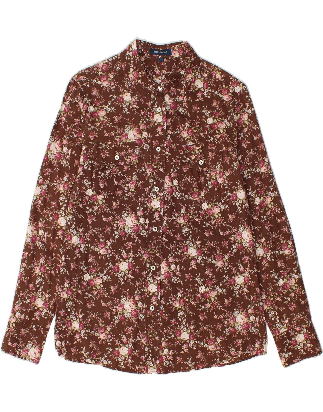 HIGHMOOR Womens Shirt IT 42 Medium Brown Floral Cotton Vintage Highmoor and Second-Hand Highmoor from Messina Hembry 