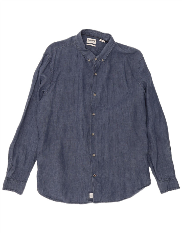 TIMBERLAND Herre Slim Fit skjorte 2XL marineblå hør