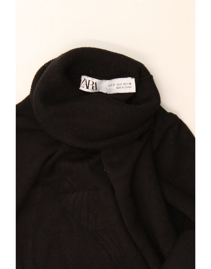 Zara Dame Rullehals Sweater UK 10 Lille Sort