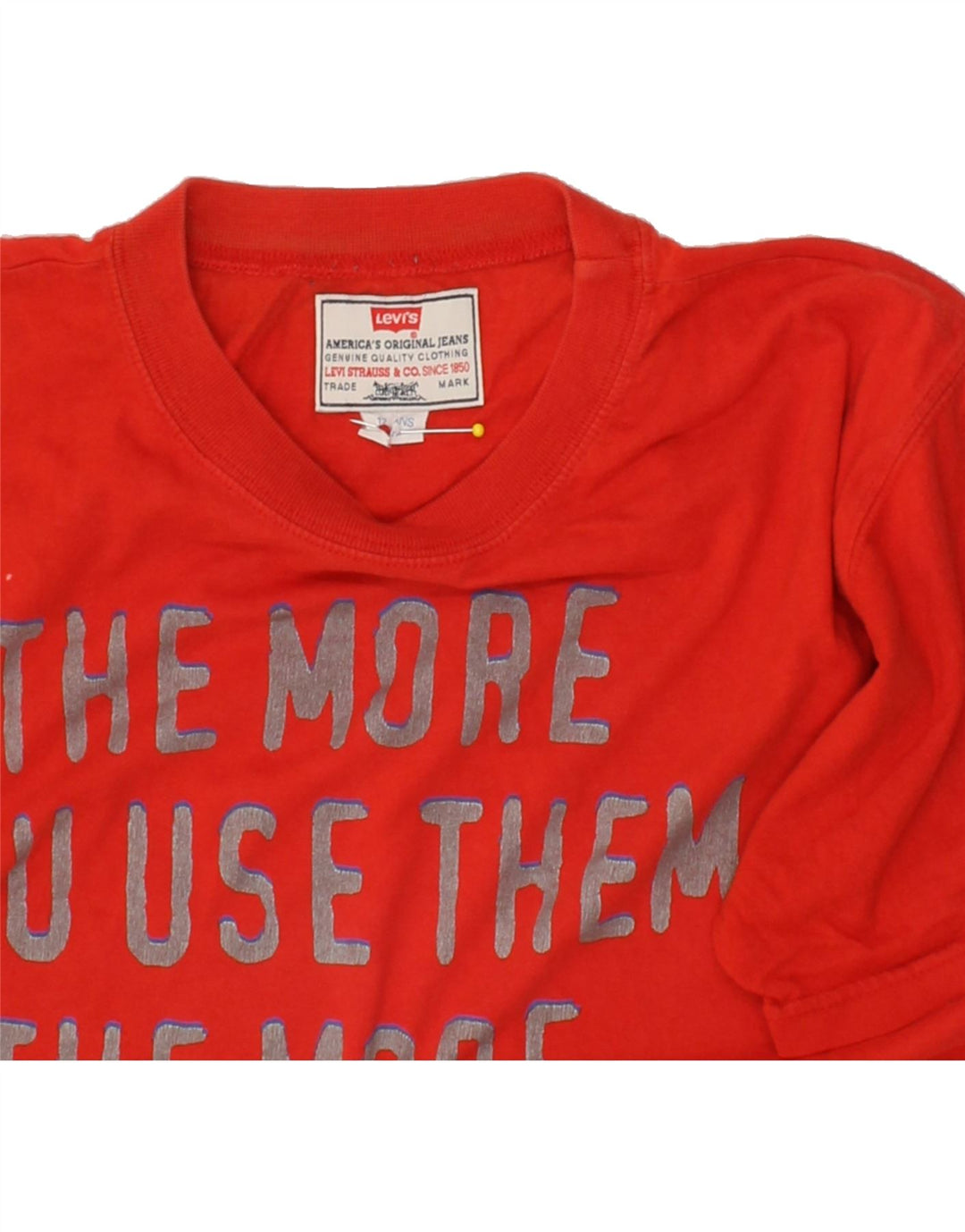 LEVI'S Boys Graphic T-Shirt Top 11-12 Years Red Cotton Vintage Levi's and Second-Hand Levi's from Messina Hembry 