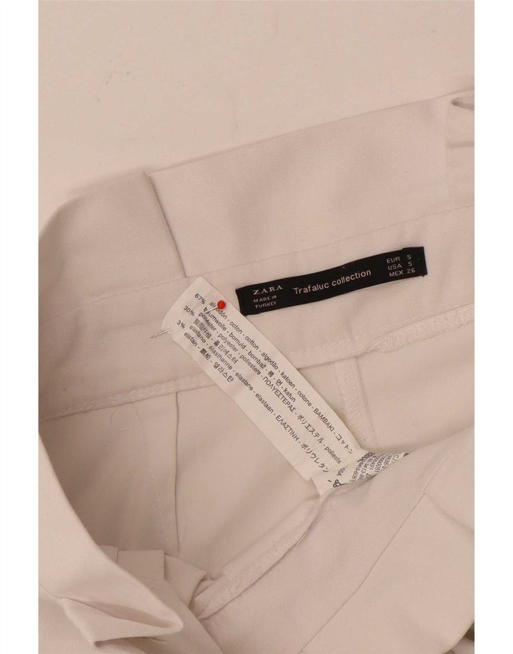 Zara Womens High Waist Shorts Small W26 White Bomuld