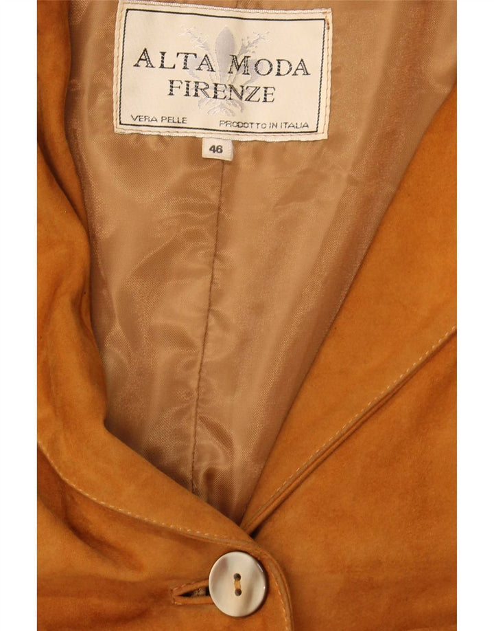 Alta Moda Dame Ruskind 4 Button Blazer Jacket IT 48 XL Beige Læder