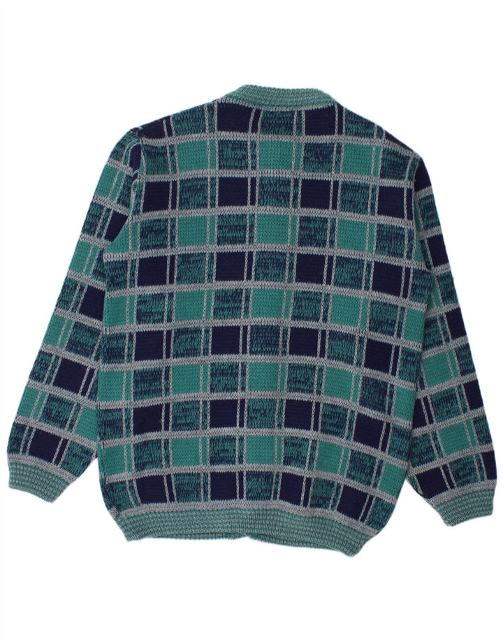 Nadia Herre Cardigan Sweater Stor marineblå ternet uld