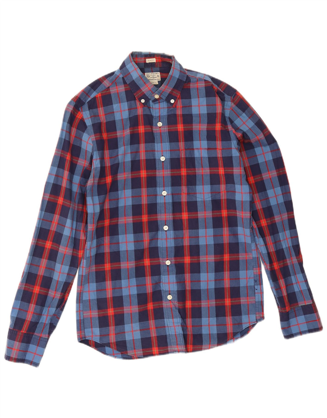 J. Crew Herre Slim Fit skjorte Lille marineblå ternet bomuld