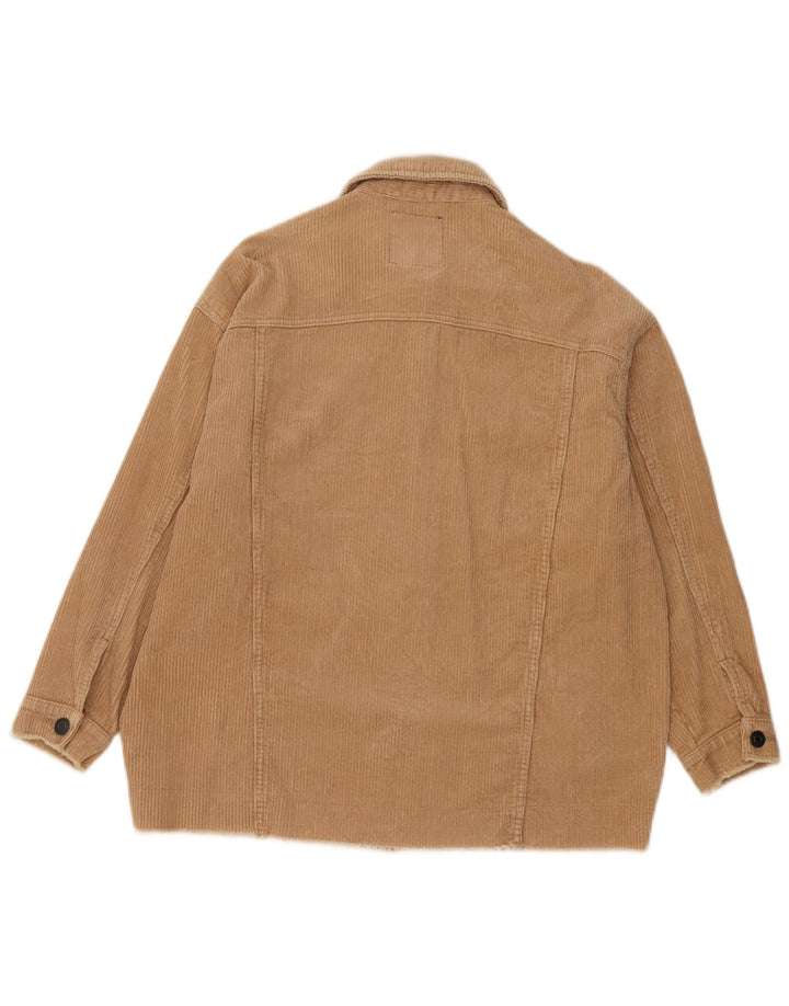 Zara Dame Oversized Corduroy Jacket UK 10 Small Brown Bomuld