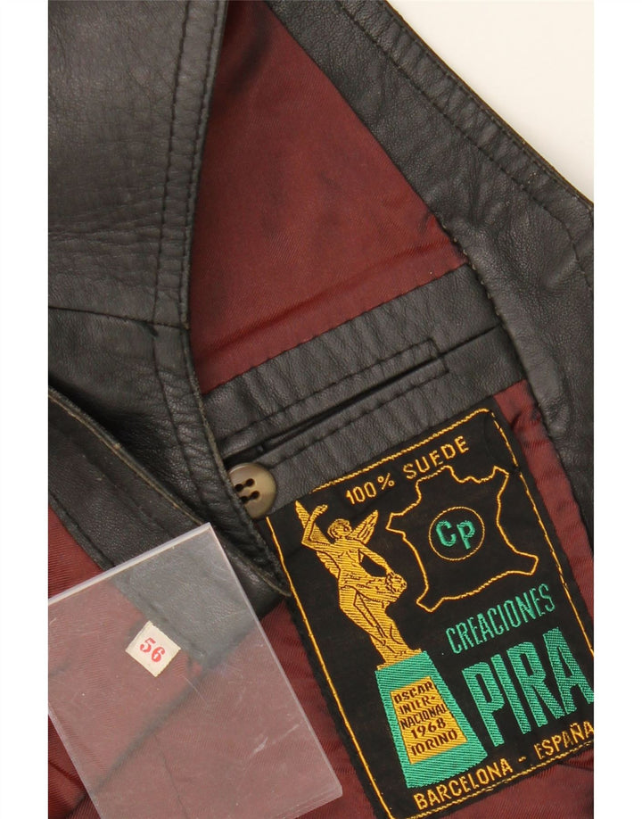 VINTAGE Womens Crop Leather Gilet IT 54 4XL Black Leather Vintage Vintage and Second-Hand Vintage from Messina Hembry 
