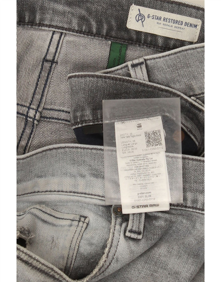 G-Star Herre 3301 Distressed Slim Jeans W36 L36 Grå Bomuld
