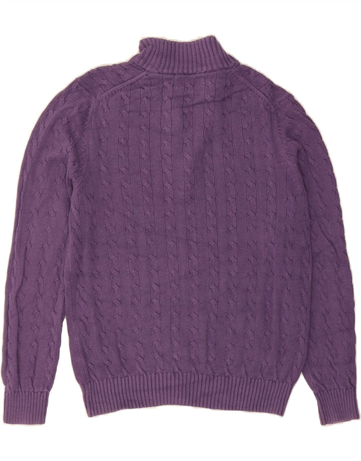 IZOD Womens Zip Neck Jumper Sweater UK 14 Medium Purple Cotton Vintage Izod and Second-Hand Izod from Messina Hembry 