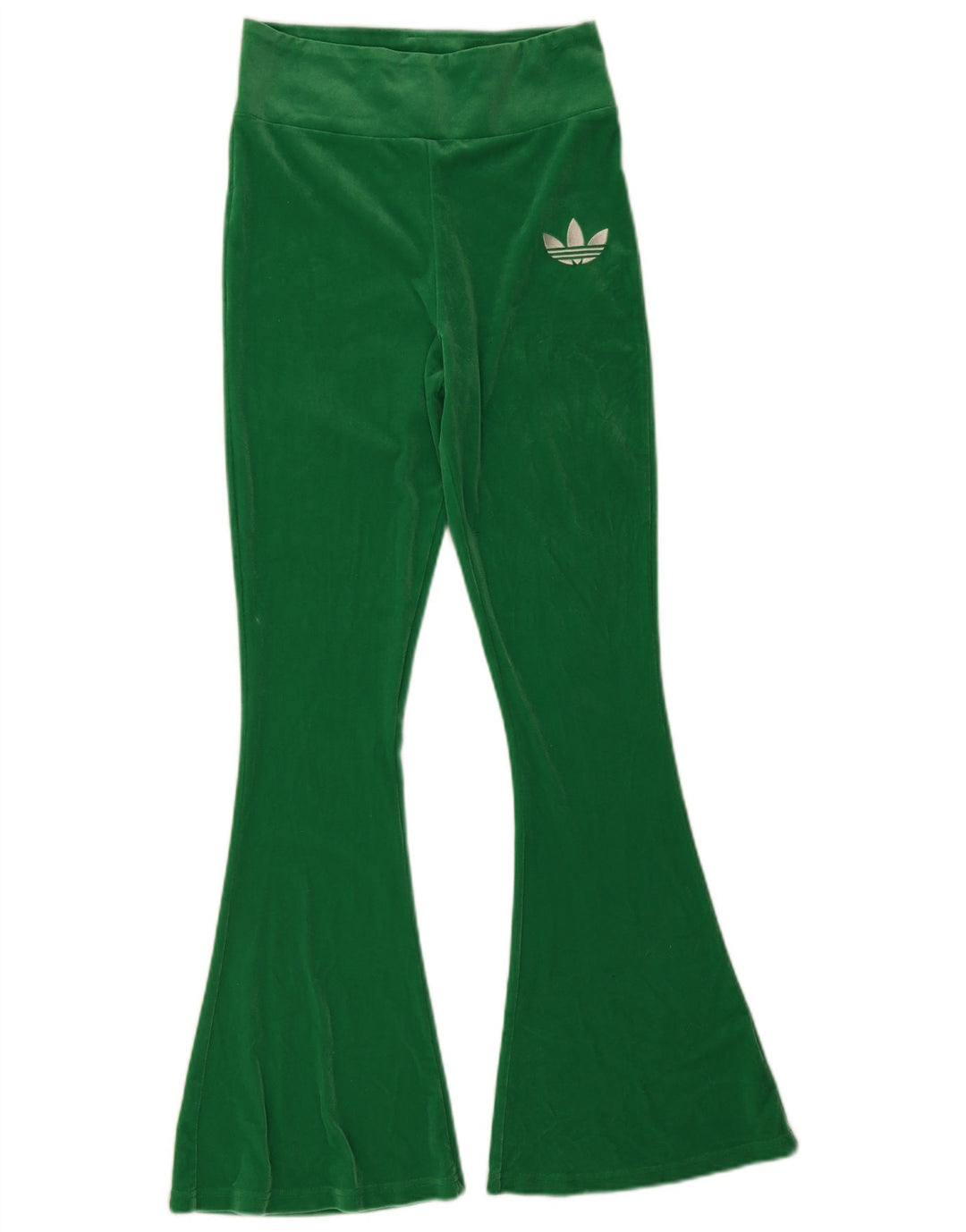 Adidas Dame Flare Velour Træningsdragt Bukser UK 12 Medium Green Polyester
