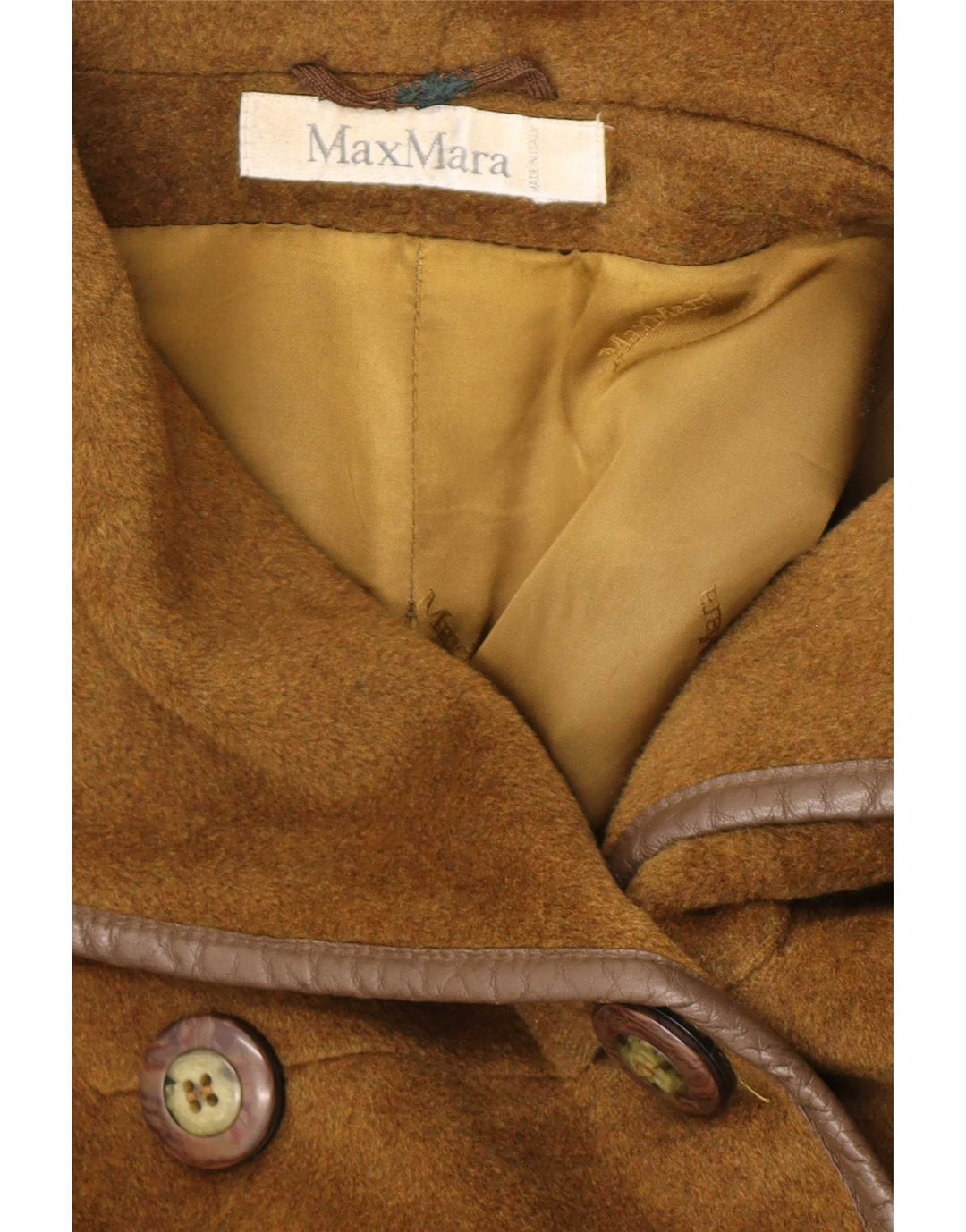 Max Mara Dame Oversized Dobbeltradet Frakke UK 12 Medium Khaki