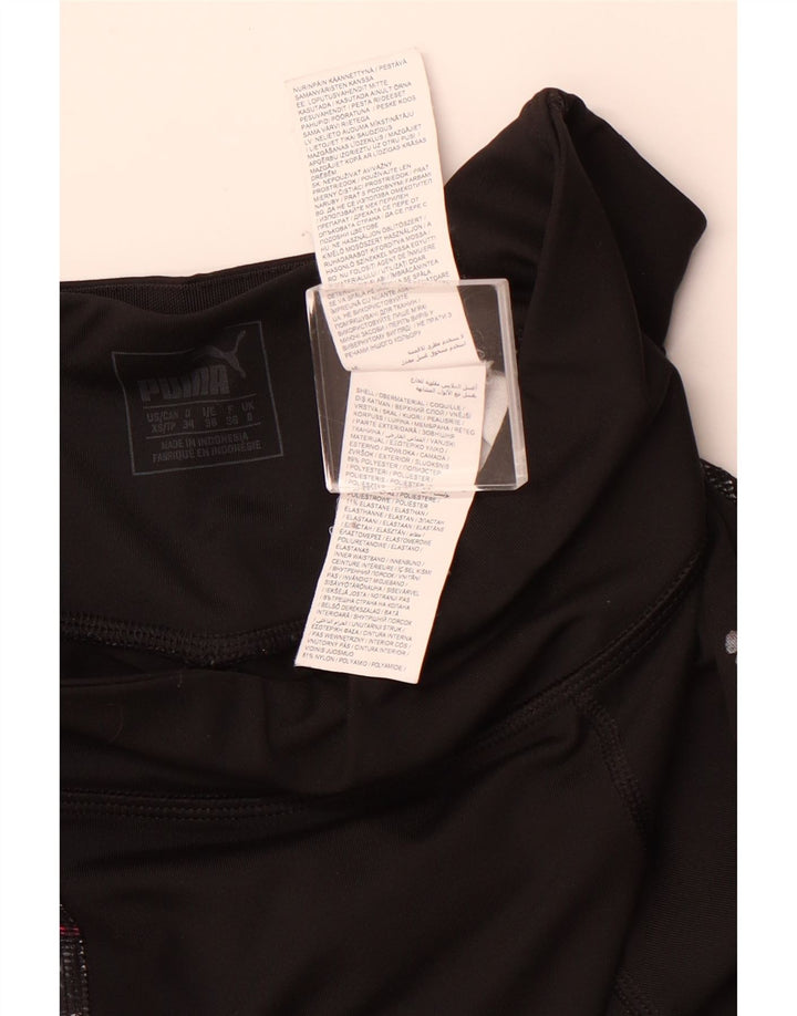 PUMA Womens Graphic Leggings UK 8 Small Black Polyester