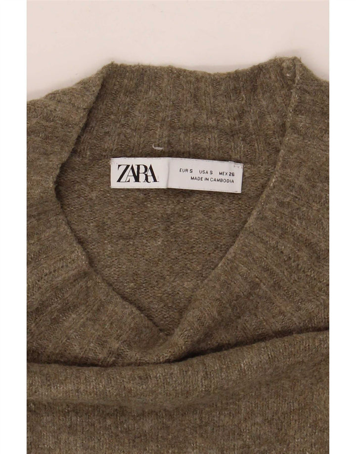 Zara Dame Oversized Turtle Neck Jumper Sweater UK 10 Small Green