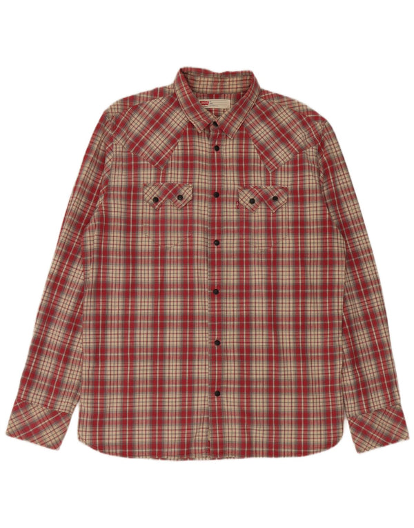 Levi's Western Slim Fit skjorte herre XL rød bomuld