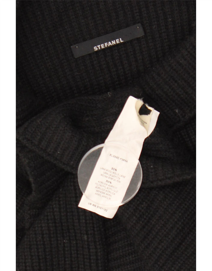 Stefanel Dame Rullehals Sweater UK 6 XS Sort Uld