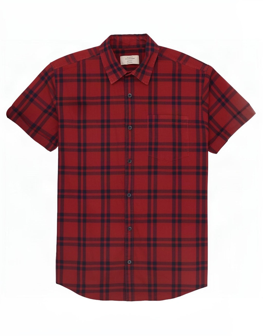Jack & Jones Kortærmet Herreskjorte Medium Rød Plaid Bomuld