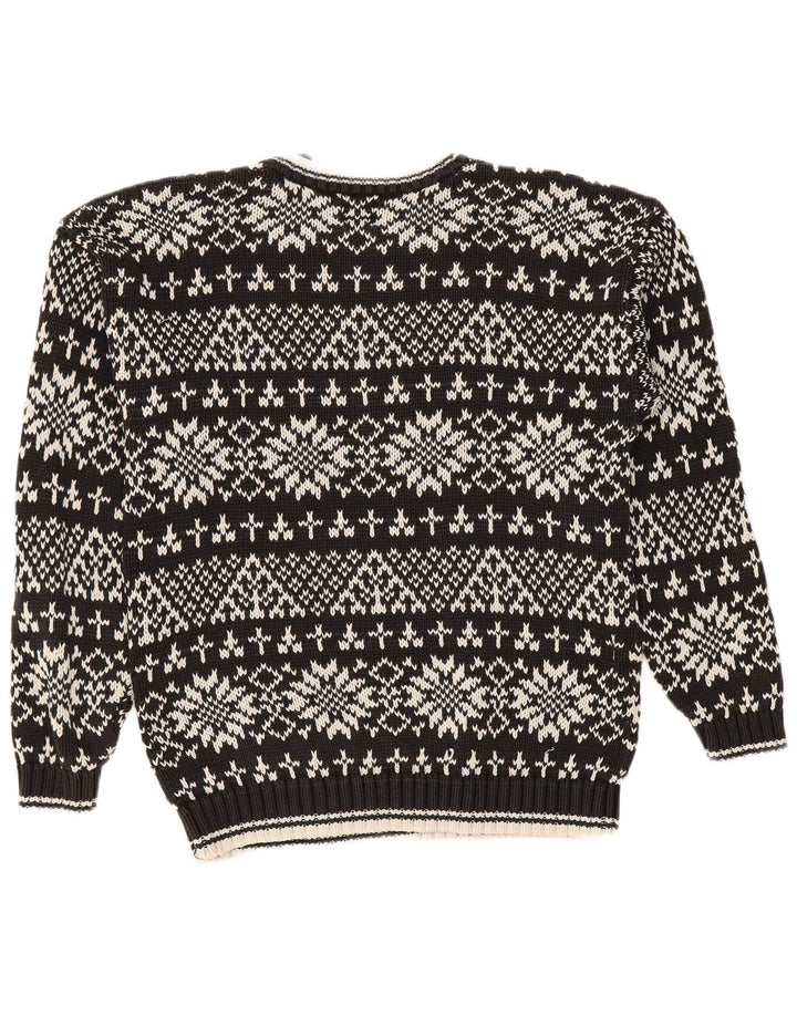 Gap Herre Crew Neck Jumper Sweater Small Black Fair Isle Bomuld