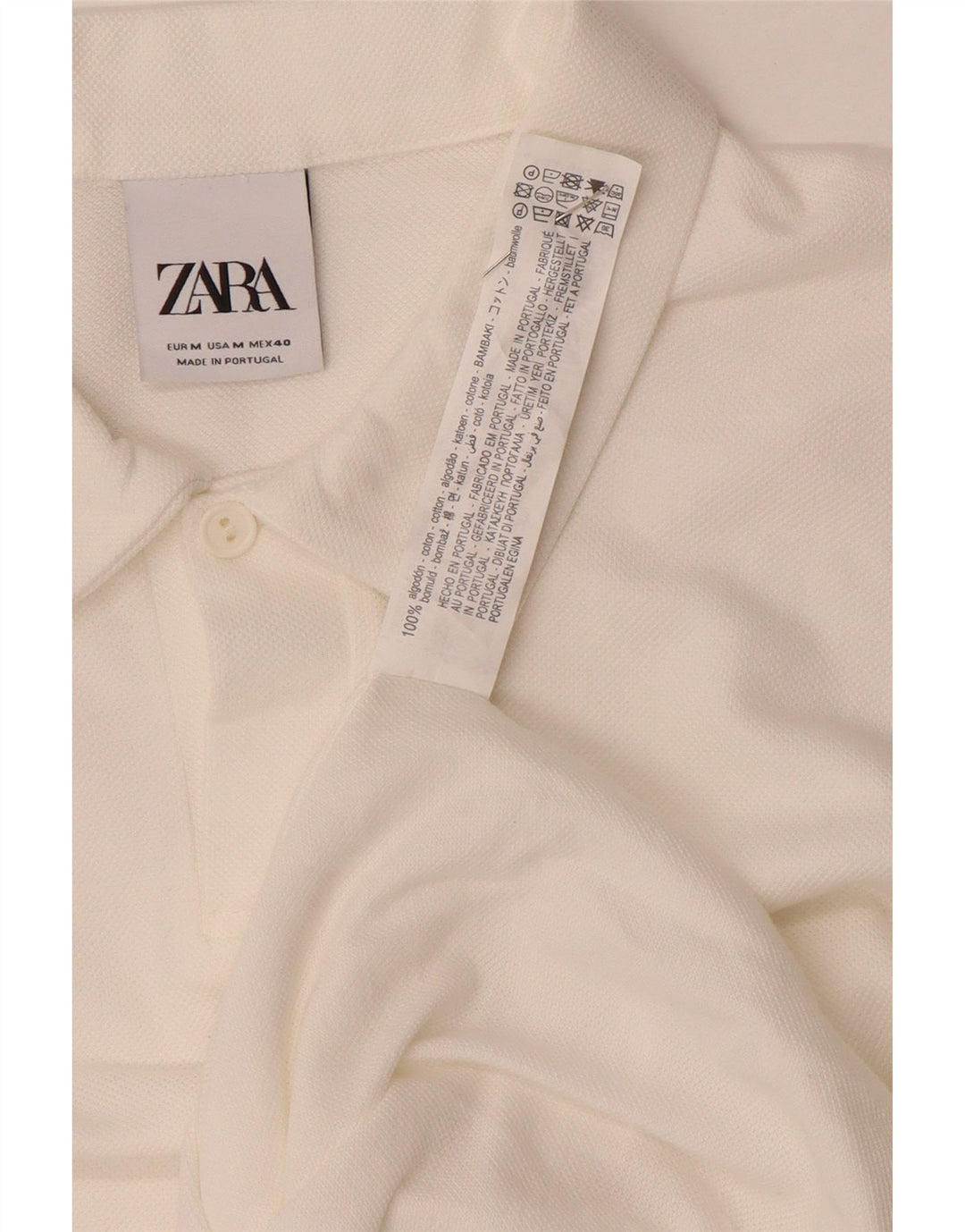 Zara herre poloshirt Medium hvid bomuld