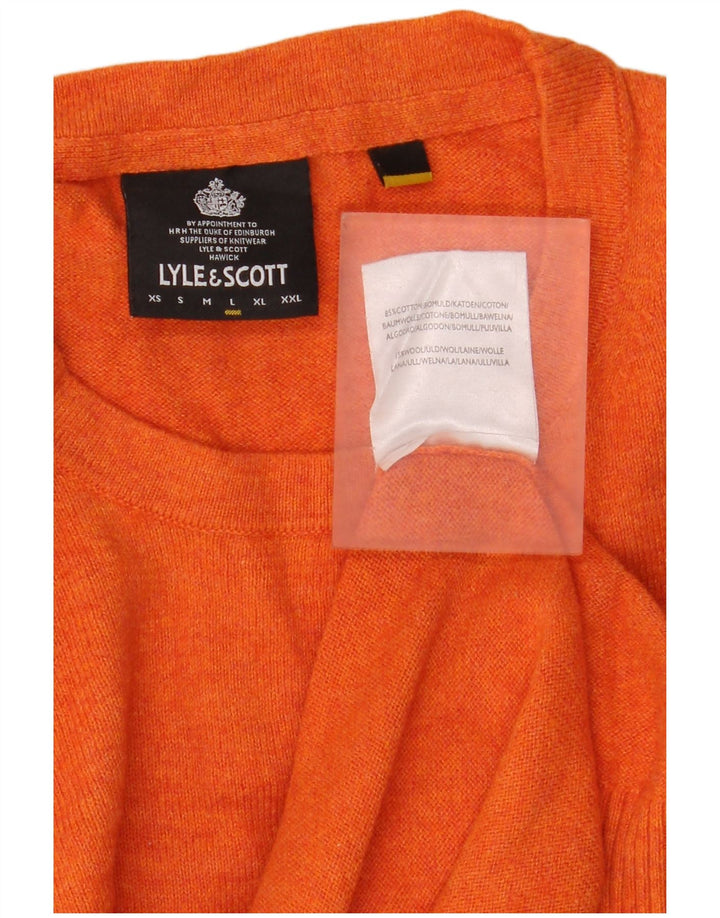 Lyle & Scott Herre sweater med rund hals, stor orange bomuld