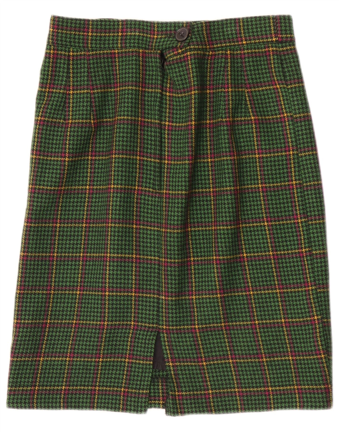 Vintage lige nederdel til kvinder W28 Medium Green Houndstooth