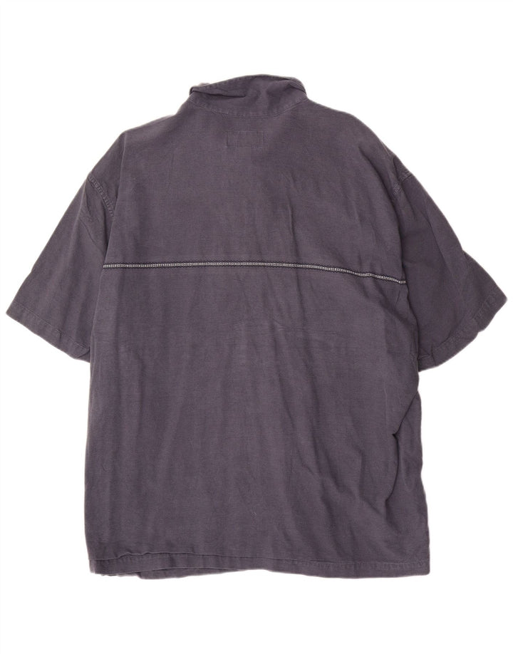 Eddie Bauer kortærmet herreskjorte 2XL marineblå bomuld