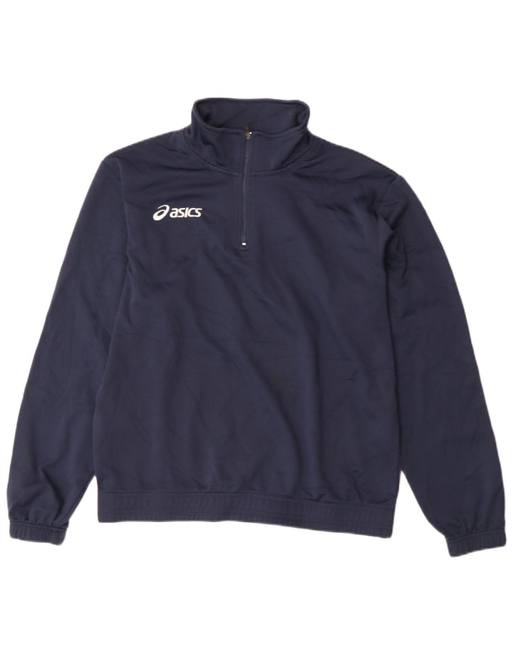 Asics drenge sweater med lynlås-hals træningsdragt top 13-14 år marineblå polyester