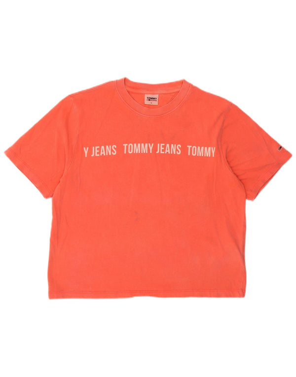 Tommy Hilfiger Dame Crop Grafisk T-Shirt Top Medium Pink Bomuld