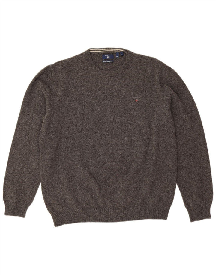 Gant herre rund hals sweater 3XL grå lammeuld