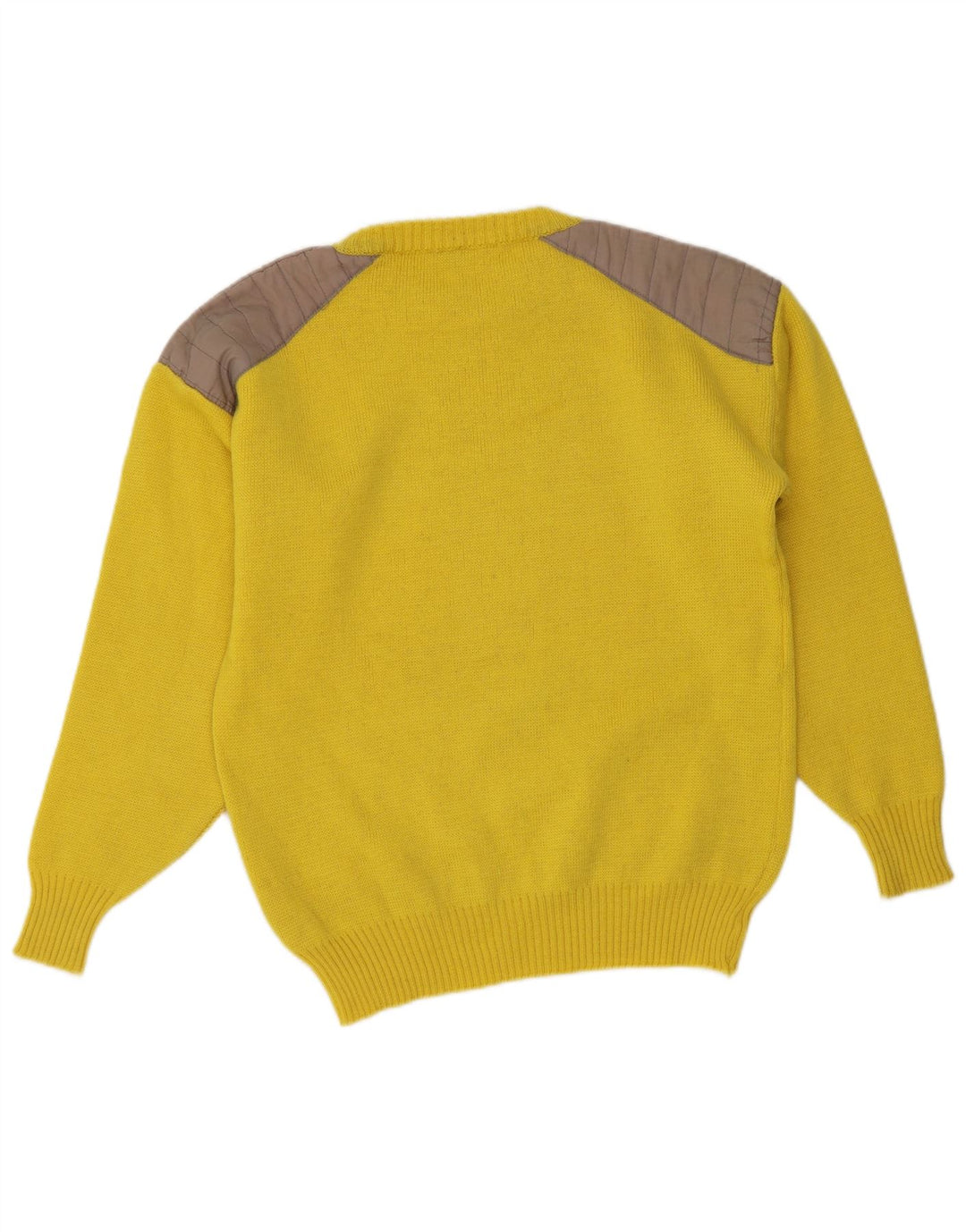 Volkl Herre Crew Neck Jumper Sweater IT 48 Lille gulstribet uld
