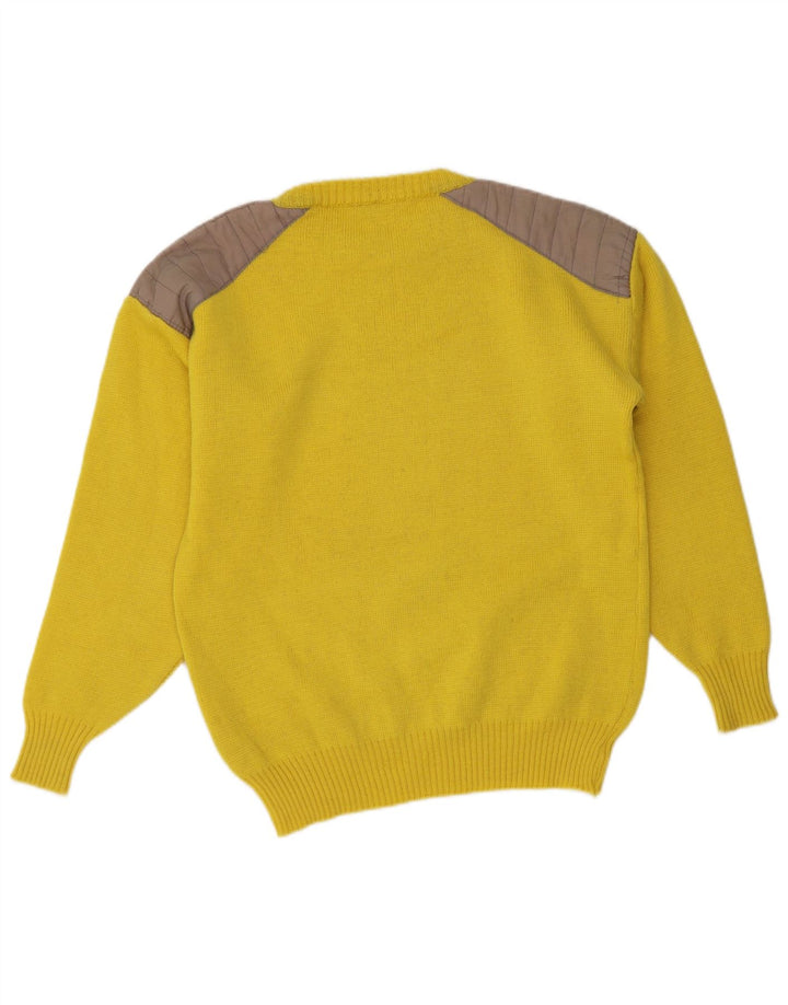 Volkl Herre Crew Neck Jumper Sweater IT 48 Lille gulstribet uld