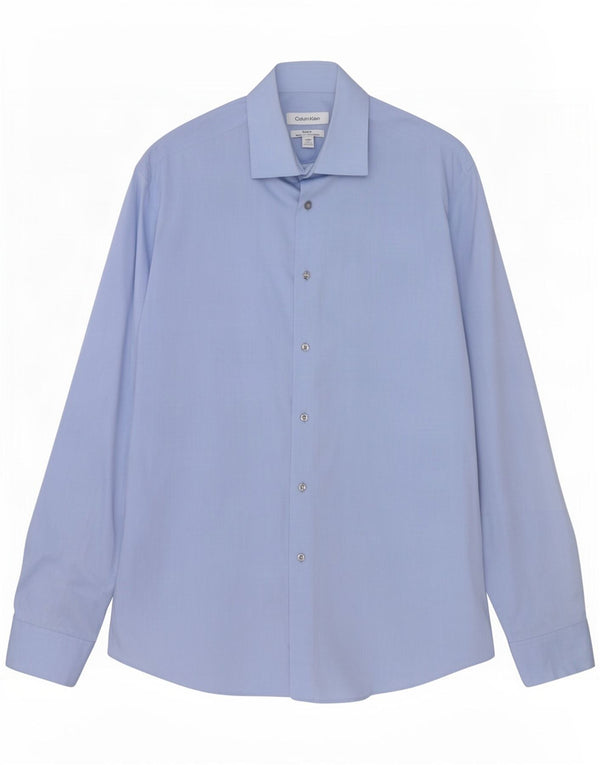 Calvin Klein Herre Regular Fit Skjorte Størrelse 15 1/2 Medium Blue Herringbone