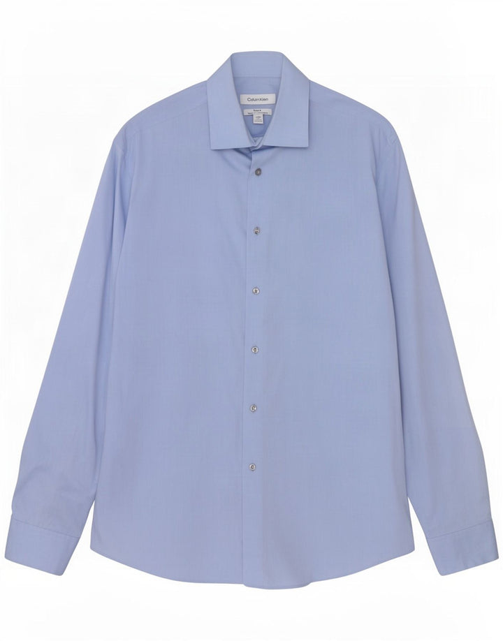 Calvin Klein Herre Regular Fit Skjorte Størrelse 15 1/2 Medium Blue Herringbone