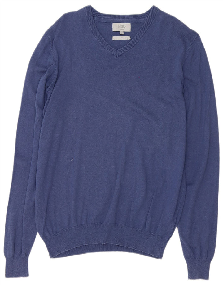 Marks & Spencer Herre Regular Fit V-hals sweater Medium Navy Blue