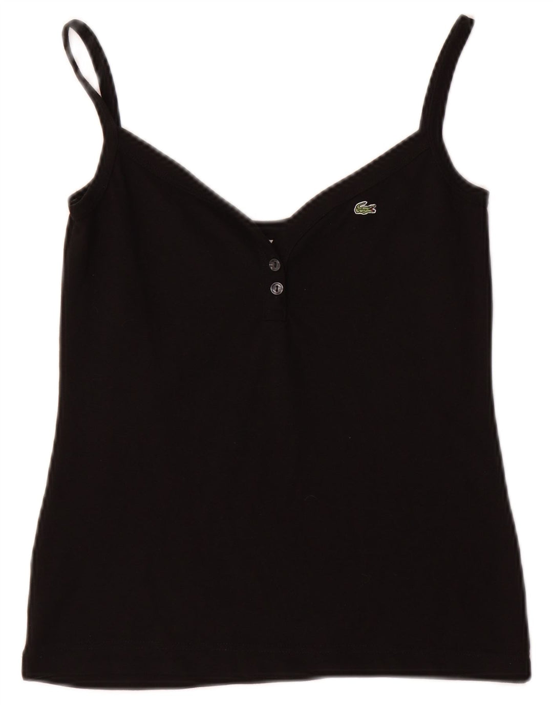 LACOSTE Dame Cami Top UK 8 Small Black Bomuld